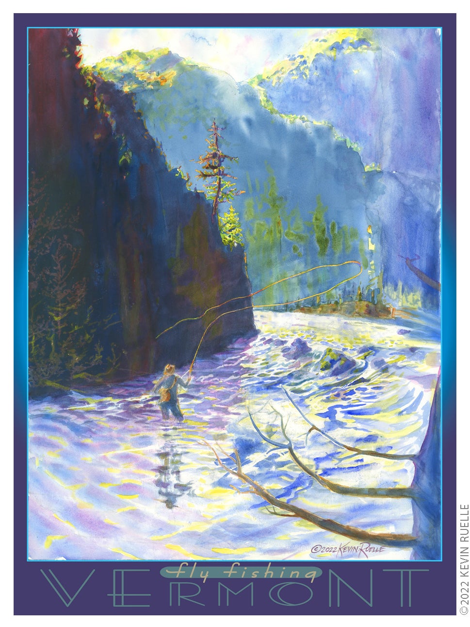 Vermont - Women Fly Fishing Scene: Retro Travel Poster Wall Art, Canvas  Prints, Framed Prints, Wall Peels